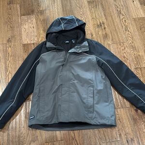 Men’s Lands End 3 in 1 Jacket. Black/Gray. Sz L